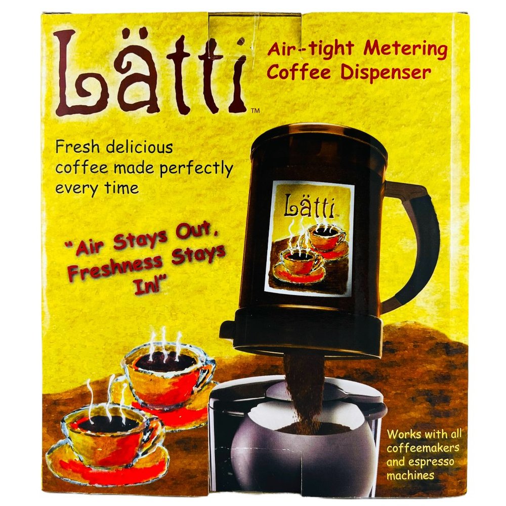 Latti Air-Tight Metering Coffee Dispenser 16oz Canister Keeps Grounds Fresh